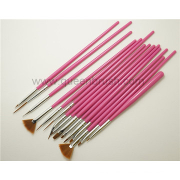 Factory Nail Supplies 15PCS Plastic Handle Nail Art Brushes